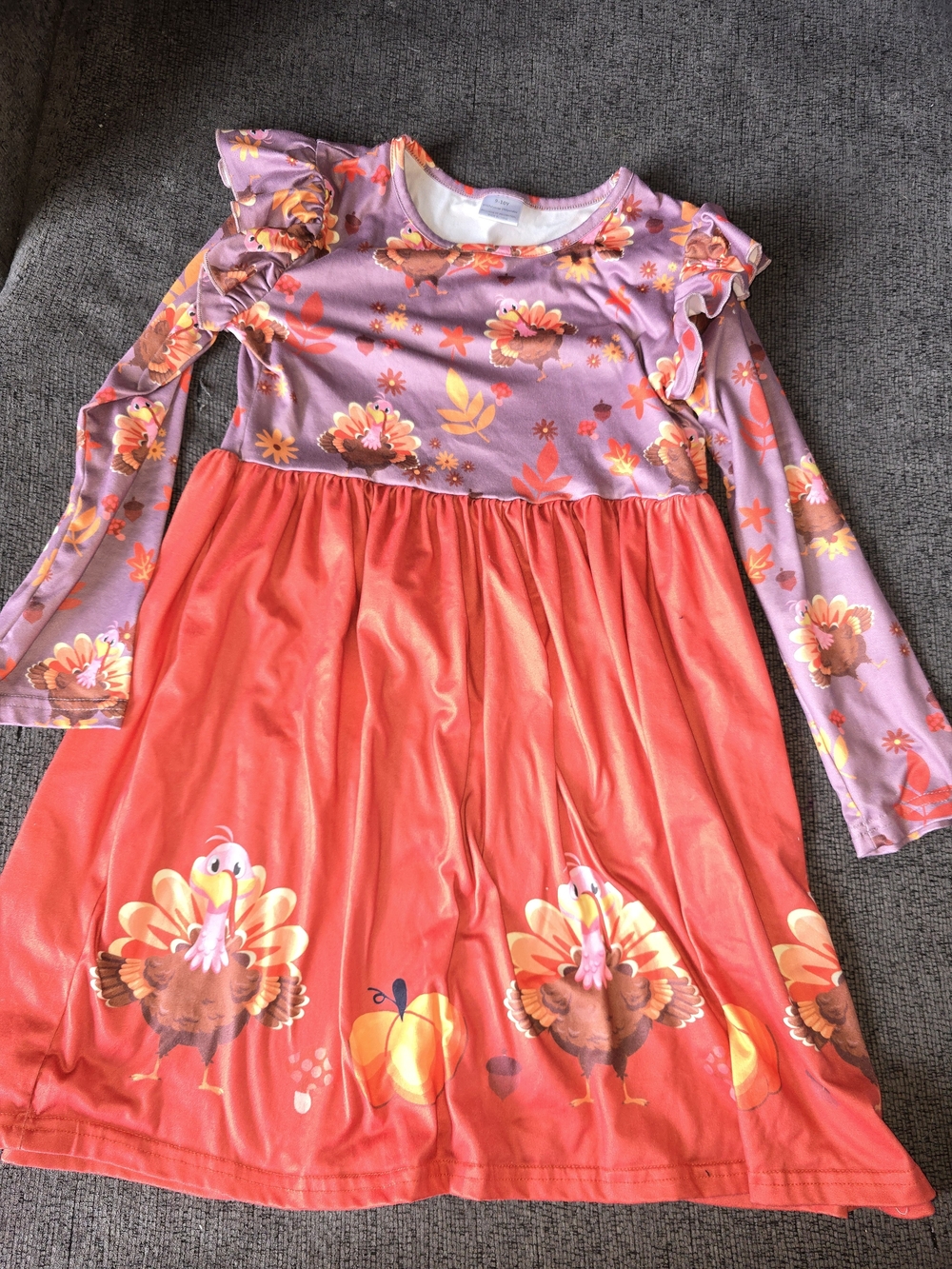 Source Unknown Pink and Coral Floral Turkey Print Girls Dress